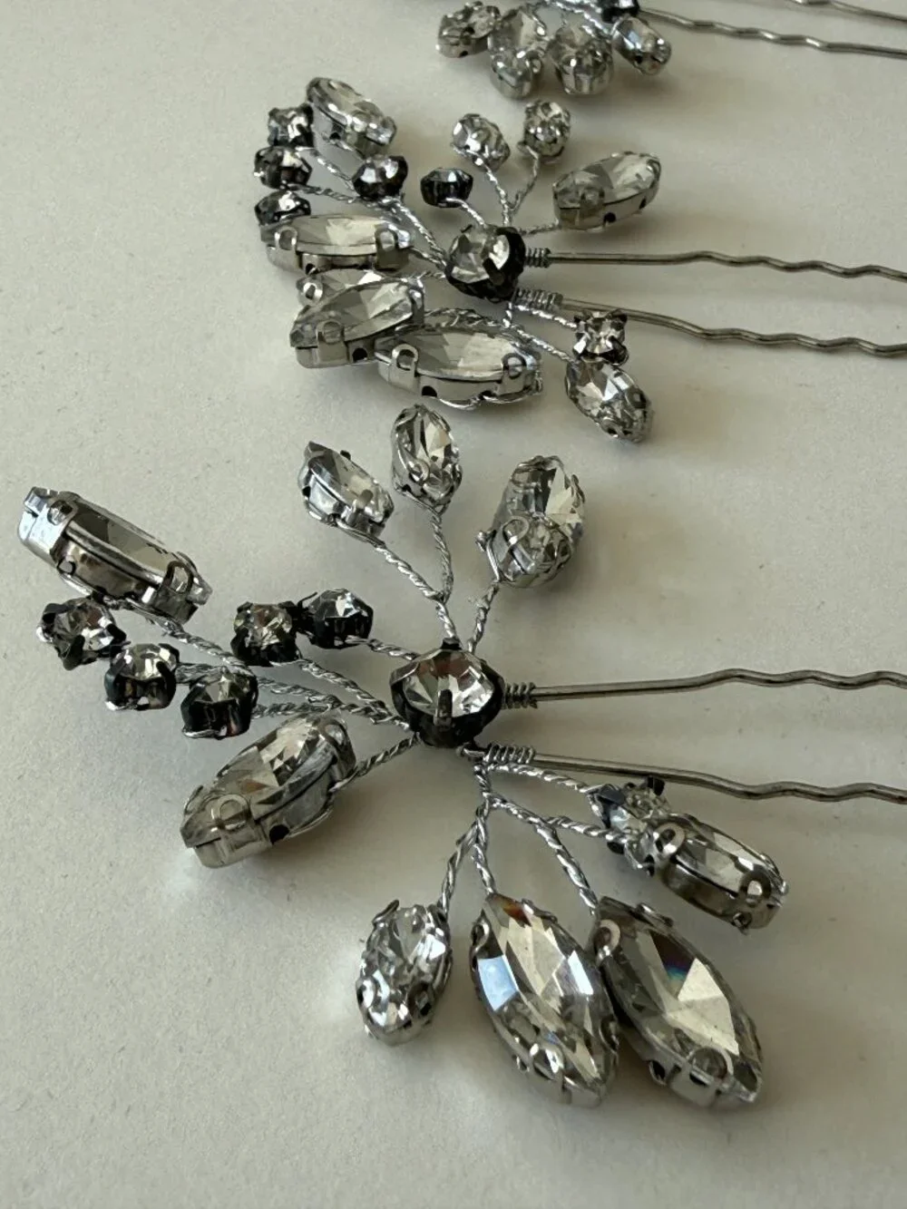 UNICRA Set of 3 Crystal Bridal Hair Pins Silver Rhinestone Wedding Updo